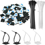 140 Pack 3/4" Zip Tie Adhesive Mounts Self Adhesive Cable Tie Base Holders with Multi-Purpose Tie wire clips with screw hole,Anchor stick on wire holder with White and Black