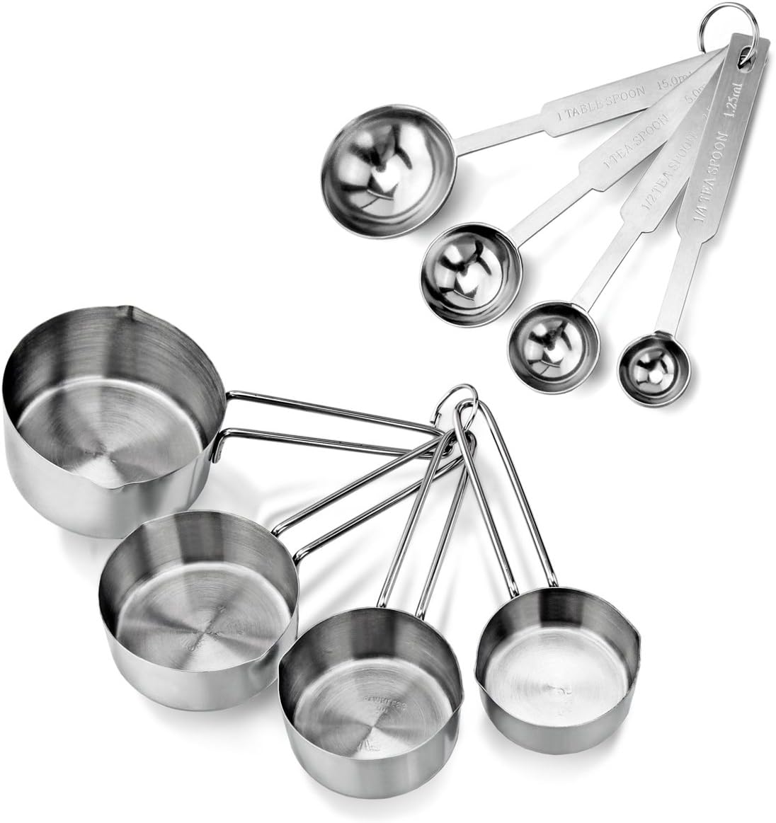 42917 Commercial Quality Stainless Steel Measuring Cups and Spoons Combo Set