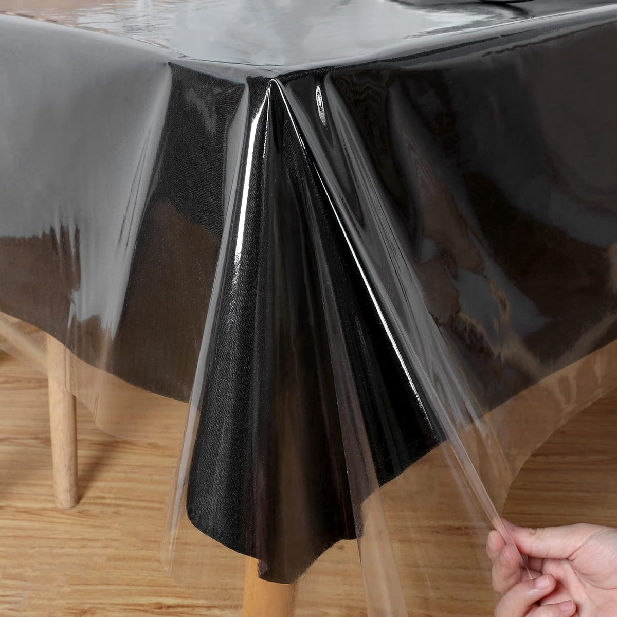 Clear Plastic Tablecloth 52 x 70 Inch, 100% Waterproof Oil-Proof Spill-Proof Vinyl PVC Table Cloth, Wipeable Rectangle Tablecloth Protector for Dining Table, Outdoor and Indoor Uses, Clear