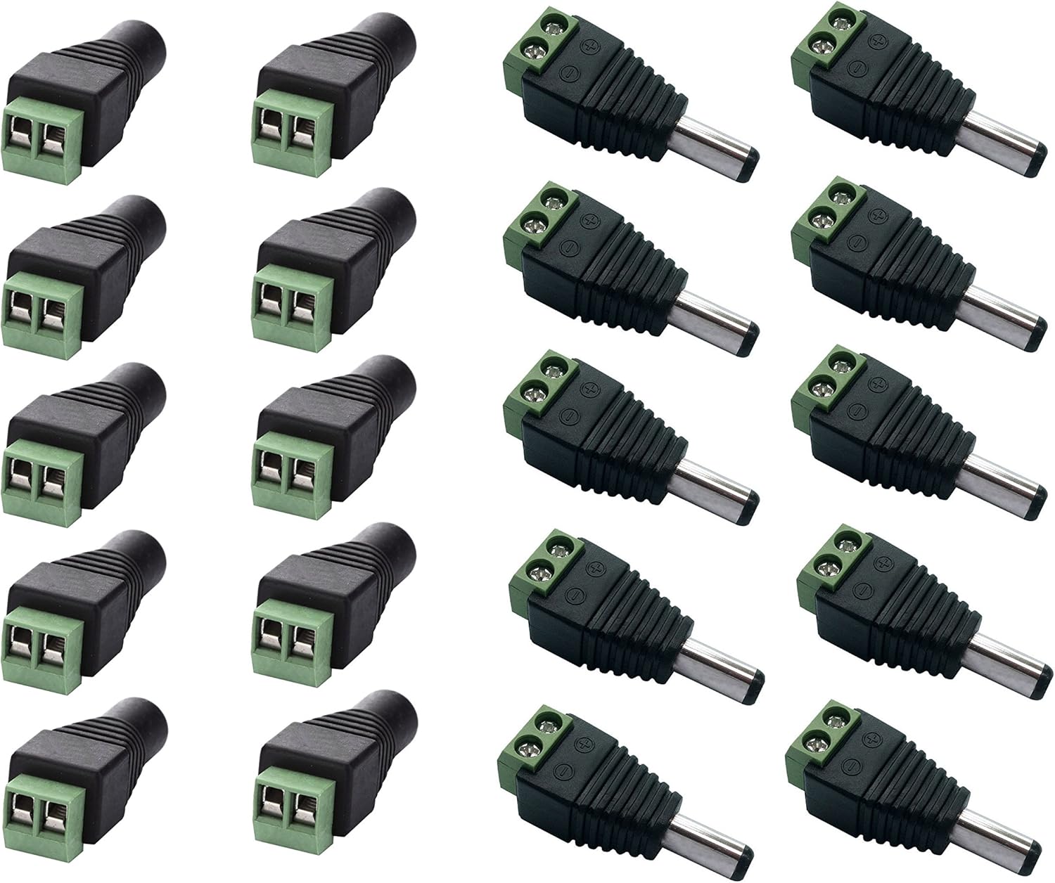 10 Male and 10 Female 12v DC Power Jack Adapter Connector for Led Strip CCTV Camera