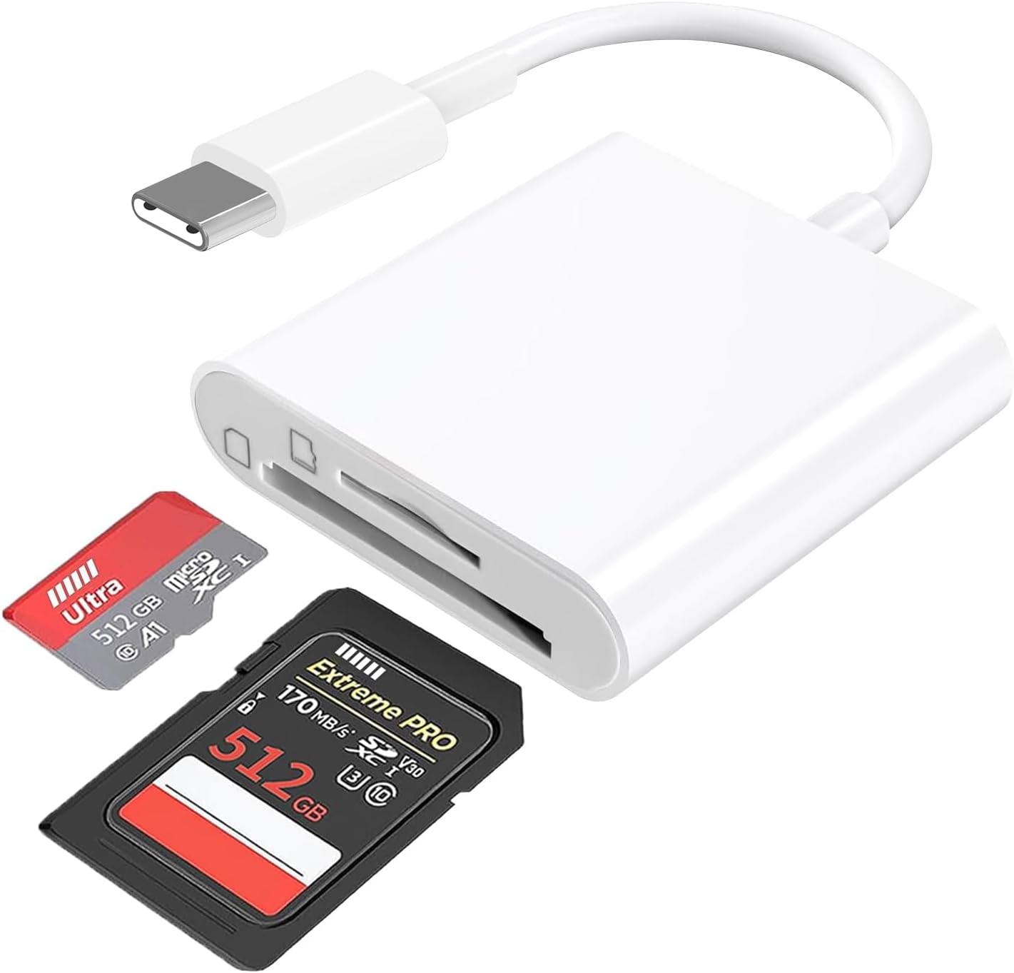 [Apple MFi Certified] USB C to SD Card Camera Reader for iPhone iPad, Dual Card Slot for iPhone 15 Pro iPad 10 iPad Pro SD/Micro SD Memory Card Reader Adapter, Trail Game Camera Viewer, Plug and Play