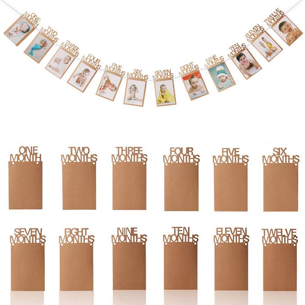 1st Birthday Photo Banner Growth Record 1-12 Month Photo Prop for First Birthday Party Bunting Decor