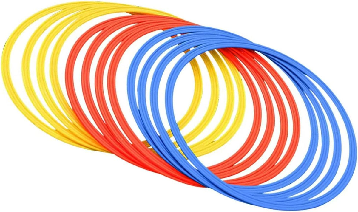 Speed and Agility Training Rings,  12Pcs 12" Multifunction Ring Toss Game Rings, Speed Agility Tennis Soccer Basketball Aid for Hurdles Exercise Fitness Workouts Obstacle Course Challenges