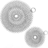 Cast Iron Cleaner, 2 Pack Stainless Steel Chainmail Scrubber for Cast Iron Pan Pot Skillet Brush Scraper Scrub Cleaner (7IN& 5IN Round).