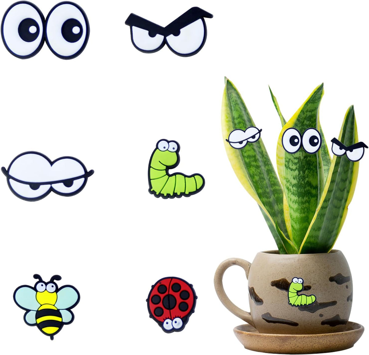 Cute Plant Magnets - Funny Cartoon Eyes, Unique Lover Gifts, Lightweight & Safe Halloween and Christmas Decoration, Indoor Accessories for Office - Give Your Plants Personality