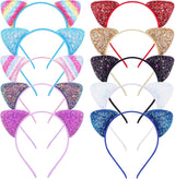 10pcs Cat's ears (Steamed cat-ear shaped bread) hair band, candy color onion powder sequins thin head band, lovely princess hair clip hair accessories, beautiful girls' daily wear and various party hair accessories