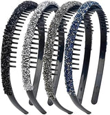 4Pcs Rhinestone Headband with Teeth,Fashion Non Slip Head Bands Headbands Crystal Hairband Sparkly Diamond Hairbands Hair Accessories for Women Girls Bride Bridesmaids Wedding