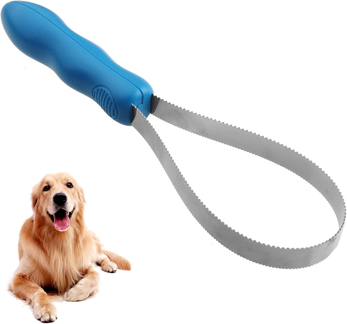 Dual-Sided Grooming Blade for Dogs - Shedding Brush with Stainless Steel Blades for Short and Long Hair Coats