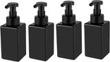 Foaming Soap Dispenser, 15oz Refillable Pump Bottle Plastic for Liquid Soap, Shampoo, Body Wash, 4 Pcs, Black