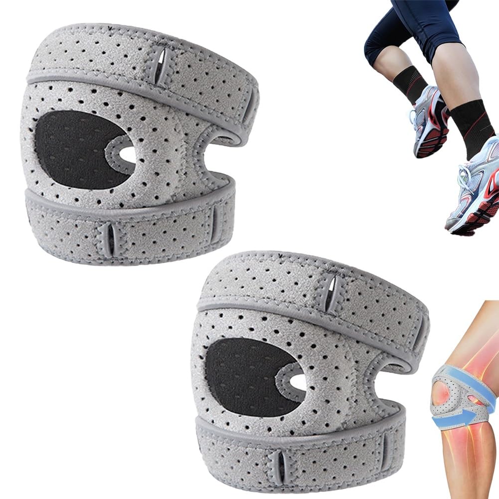 Wellnee Knee Brace,Knee Support for Athletes,Adjustable Tendon Support Sleeve Brace,Pain-Relief Knee Pads for Meniscus, Orthopedic(2pcs Gray,L(Adult))