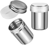 2 Pack Powdered Sugar Shaker Duster, Cinnamon Shaker Flour Sifter, Fine Mesh Stainless Steel Dredge for Baking Soda Flour Cinnamon Cocoa