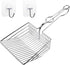 Metal Cat Litter Scoop, Fast and Clean Clumping Kitty Litter Scooper with Holder, Flat Ledging Edge, Large Solid and Comfy! All Metal Fun Maker, Say No to Dirty and Loose Handle,1+2pcs