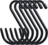 6 Inch Heavy Duty Vinyl Coated S Hooks, Black Rubber Coated S Hooks, Extra Thick Non Slip Metal S Hanger for Closet, Garden, Garage, Kitchen Hanging, Black, Pack of 6