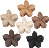 Hawaiian Plumeria Flower Claw Hair Clips - 6 Pcs Large for Thick Hair and Thin for Beach, Hair Accessories for Women and Girls - Khaki