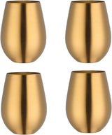 Stemless 17 OZ Tumbler Wine Glasses Set of 4, 304 Stainless Steel Cups for Home Restaurants Bars Outdoor, Gift Essentials and Dishwasher safe(Gold)