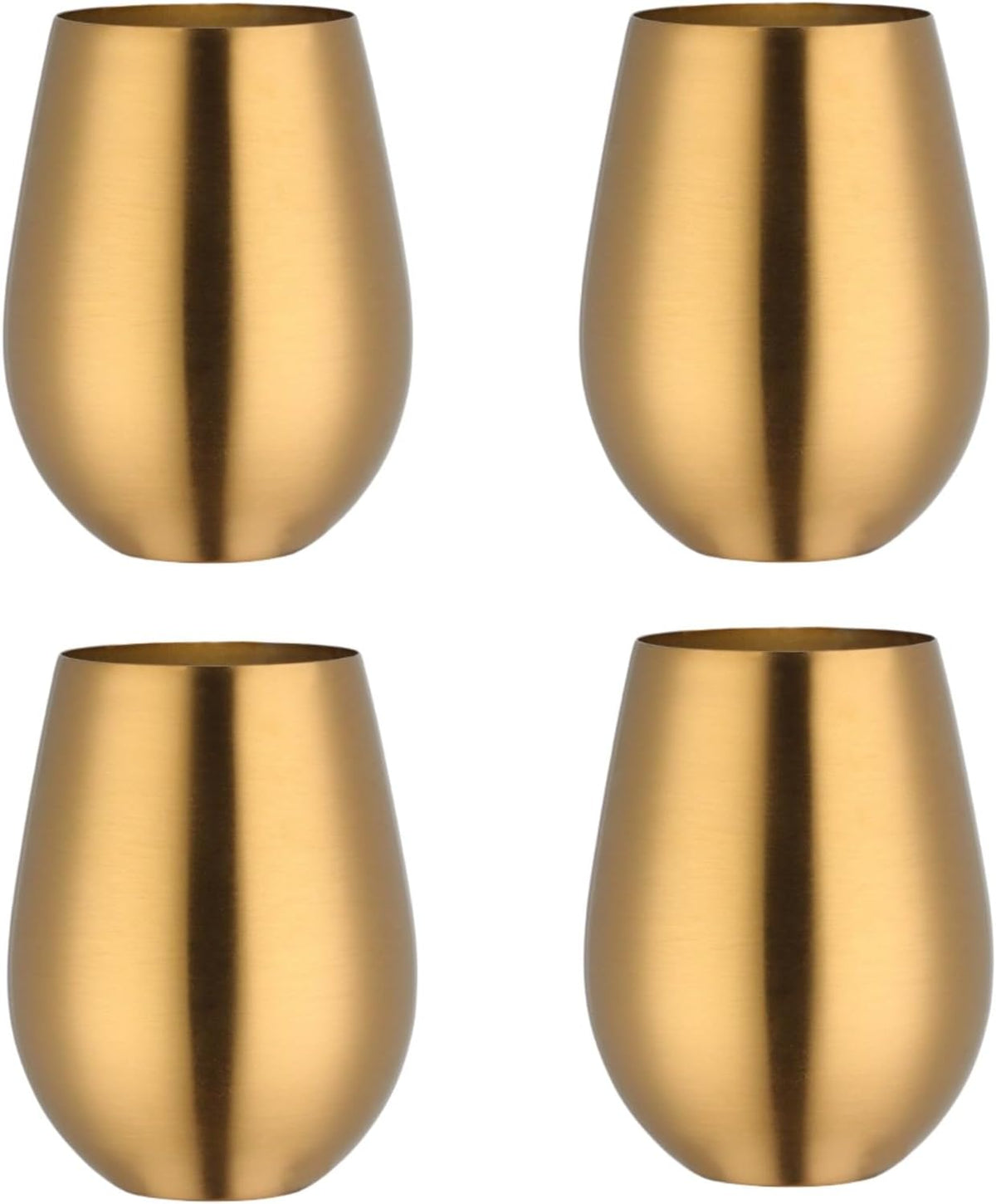 Stemless 17 OZ Tumbler Wine Glasses Set of 4, 304 Stainless Steel Cups for Home Restaurants Bars Outdoor, Gift Essentials and Dishwasher safe(Gold)