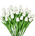 20pcs Artificial Tulips Flowers Fake Faux PU Tulip Bouquet Real Touch Flower Arrangement for Home Room Office Party Wedding Decoration Excellent Gift Idea for Mothers Day (White)