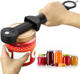 Jar Opener Bottle Opener for Seniors with Arthritis, Multi Retractable Magnetic Can Opener, Jar Grippers for Opening Jars, Kitchen Gadgets for Weak Hands and Senior Arthritis (Black)