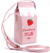 Girls Fruits Banana Strawberry Milk Box Cross Body Purse Bag Women Phone Wallet Shoulder Bags