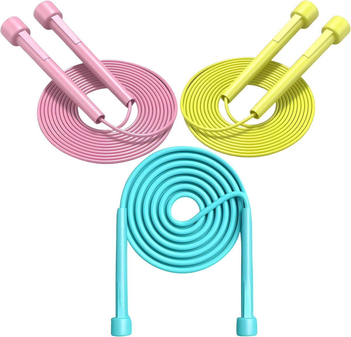 Kids Jump Rope, 3-Pack Set, Jump Rope for Kids 8-12, Beginners, and Adults - Lightweight, Tangle-Free, Adjustable PVC Rope - Jump Rope Kids, Jump Rope for Women (3 pcs)