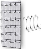 Over The Door Shoe Organizer 24 Large Mesh Pockets, White