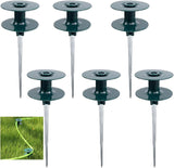 6 Pack Hose Guard Stake, 10 Inch Green ABS & Zinc Alloy Garden Hose Guide Spike with Heavy Spin Top, Protects Plants & Landscaping