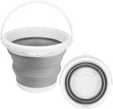 Collapsible Silicone 5L (1.3 Gallon) Cleaning Bucket - Household, Bathroom, Car Wash, Ice Bucket - Grey
