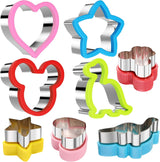 Stainless Steel Sandwiches Cutter Set, Dinosaur & Heart & Star Shapes Sandwiches Cutter Cookie Cutter -Food Grade Cookie Cutter Mold for Kids (Big+Medium, 8pack)