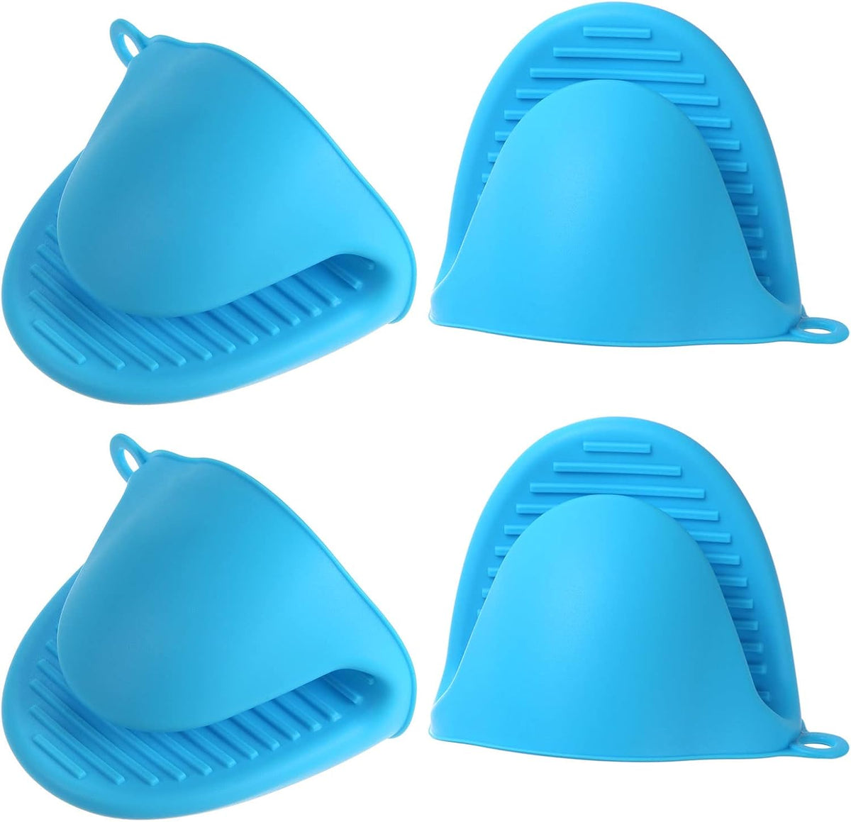 4pcs Thickened Mini Oven Gloves, Heat Resistant Silicone Oven Mitts Finger Pinch Grips Pot Holder for Kitchen, Cooking, Baking, BBQ Heat Resistant Gloves, Blue