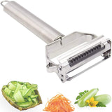 DenSan KG1009 Stainless Steel Julienne Peeler & Vegetable Peeler Multifunction Double-sided Blade Vegetable Cutter and Fruit Slicer Dual Blade(Silver)
