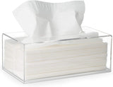 Facial Tissue Box Cover Holder- Rectangle Organizer for Bathroom Vanity, Countertops, Tables, Clear Acrylic