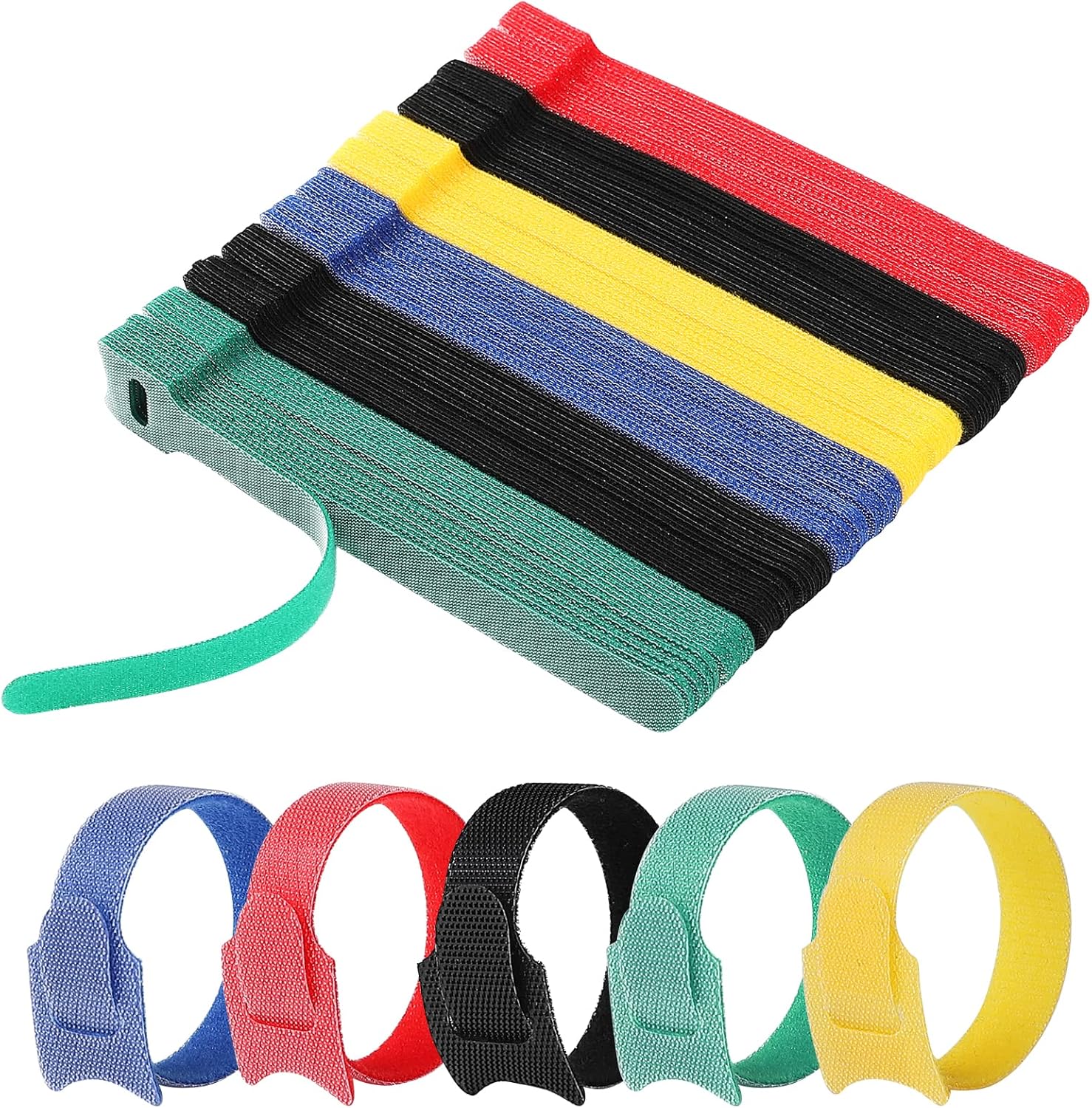 120PCS Reusable Fastening Cable Ties, Adjustable 6-Inch Cord Organizer Ties for Organizing Home Office Tablet Laptop PC Electronics Wire Data Centers 5 Colors