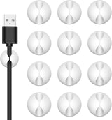 Cord Holder Cable Clips, 12PCS White Adhesive Cord Organizer Charger Holder Wire Management Keeper for Nightstand, Desk, Office or Mouse