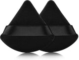 2 Pcs  Triangle Powder Puff for Face Powder, Soft Plush Setting Powder Puff, Velour Cosmetic Foundation Blender Sponge Beauty Makeup Tools (Black)