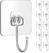 10 Packs Large Wall Hooks for Hanging Heavy Duty 33lb(Max), Waterproof Transparent Adhesive Wall Hooks Wall Hangers Without Nails Sticky Hooks for Bathroom Shower Kitchen Door Utility Hooks Hanger