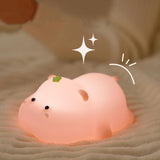 Silicone Night Light, Kids Night Light, Cute Hippo Design, Rechargeable, Pink