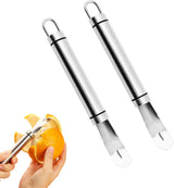 2PCS Stainless Steel Orange Peeler，Grapefruit Peeler，Easy to Peel, Long Handle Orange Citrus Peeler Tool, Triangular-Blade & Zigzag-Shovel Orange Peeler Gadget(2PCS)