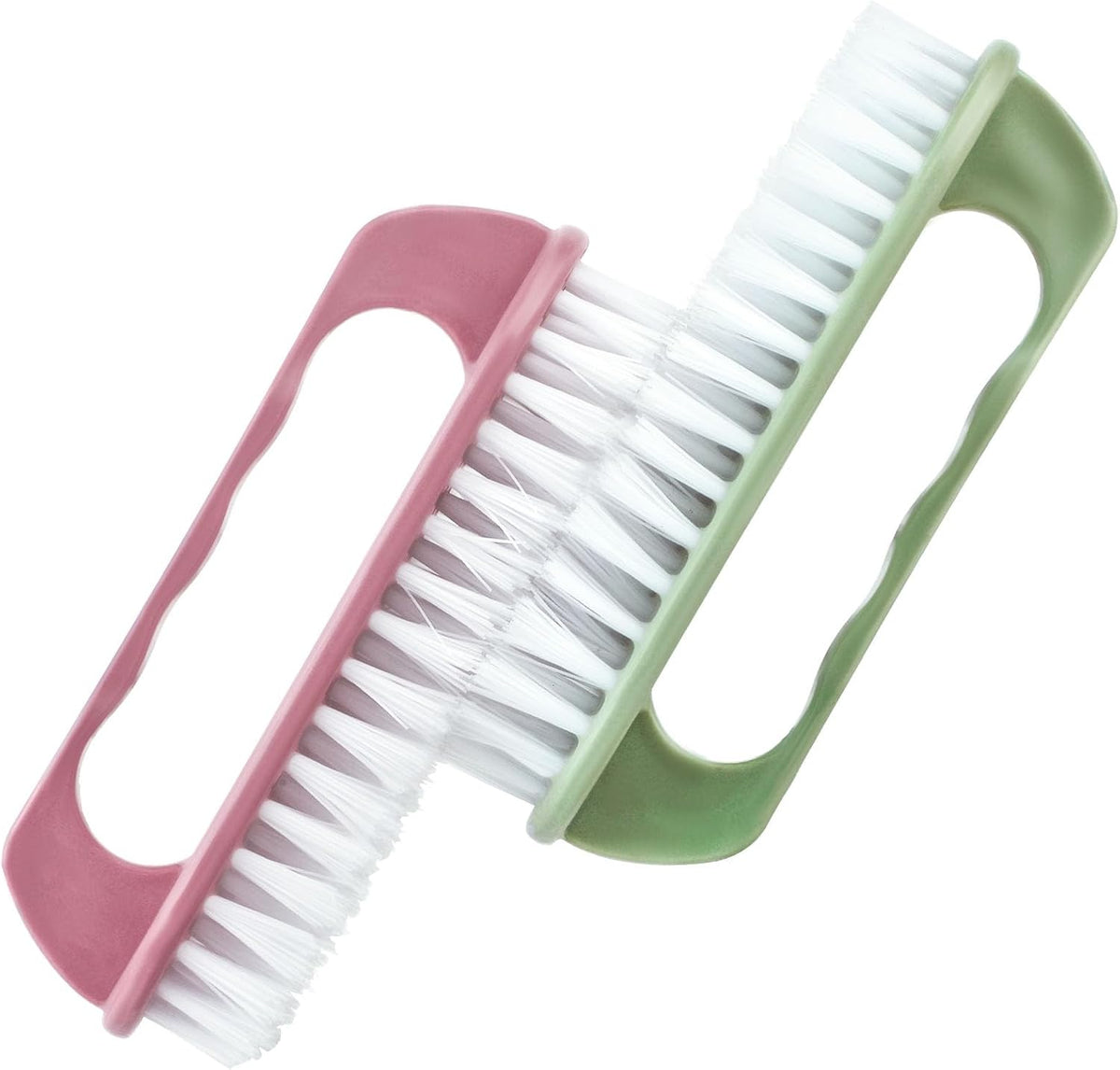 Hand Nail Cleaning Brush, 2 Pcs Durable Stiff Bristles Fingernails Scrub Cleaner with Handle(Pink, Green)