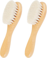Baby Hair Brush, 2 Pcs Baby Hair Brush with Wooden Handle, Natural Soft Goat Bristles Cradle Cap Brush for Newborns & Toddlers