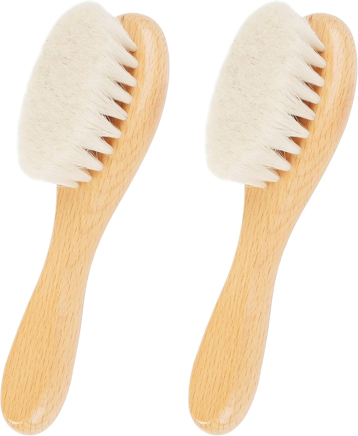 Baby Hair Brush, 2 Pcs Baby Hair Brush with Wooden Handle, Natural Soft Goat Bristles Cradle Cap Brush for Newborns & Toddlers