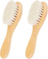 Baby Hair Brush, 2 Pcs Baby Hair Brush with Wooden Handle, Natural Soft Goat Bristles Cradle Cap Brush for Newborns & Toddlers