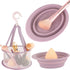 Makeup Brush Cleaning Mat & Hanging Drying Net, Foldable Silicone Makeup Brush Cleaner Brush Cleaning Pad cleaning bowl with Mesh Drying Rack Basket to dry Makeup Sponge, powder puff, brush (Purple)