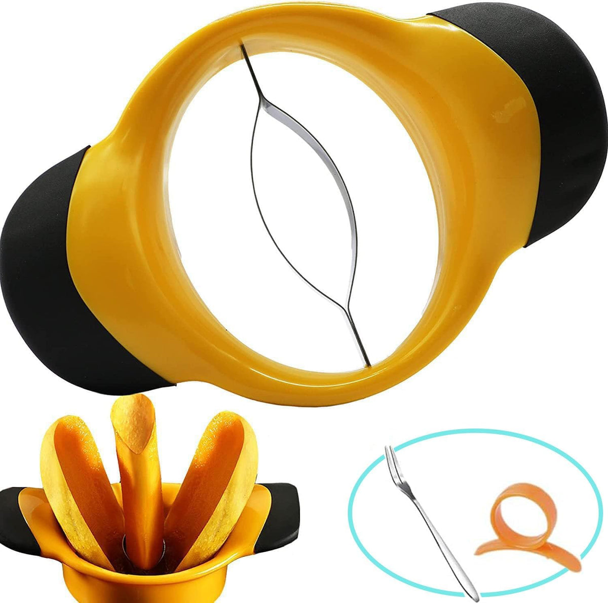Sturdy Mango Slicer, Pit Remover Tool, Mango Splitter, Fruit Slicer Cutter Pitter, Mango Divider with Ergonomic Rubber Grip Handle, Easy Remove Pit and Divide