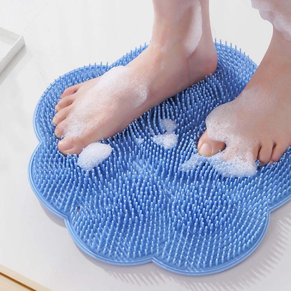 Shower Foot Scrubber Mat, Back Washer Exfoliating Bath Wash Pad, Wall Mounted Slip Suction Cups for Use in Cleaner Men and Women