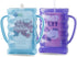 2 Pack Pouch Holder No Squeeze, Baby Food Pouch Juice Boxe Holder with Handle for Food Pouches and Drinks, Blue/Purple