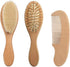 Baby Hair Brush and Comb Set for Newborn| Natural Wooden Hairbrush with Soft Goat Bristles, Pear Wood Comb and Wooden Massage Brush for Infant, Toddler, Kids