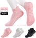 3 Pairs Pilates Grip Socks, Non Slip Yoga Socks for Women, Anti-Skid Grip Socks Breathable Cotton Socks for Yoga, Barre, Dance, Barefoot, Workout, Pregnant, Fitness and Ballet
