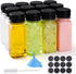 12 pcs 2oz Small Plastic Juice Bottles with Lids，Reusable Leak proof Ginger Shots Bottle with Black caps, Wellness Mini Jars Plastic Containers for Smoothie, Water, Milk and Other Beverages