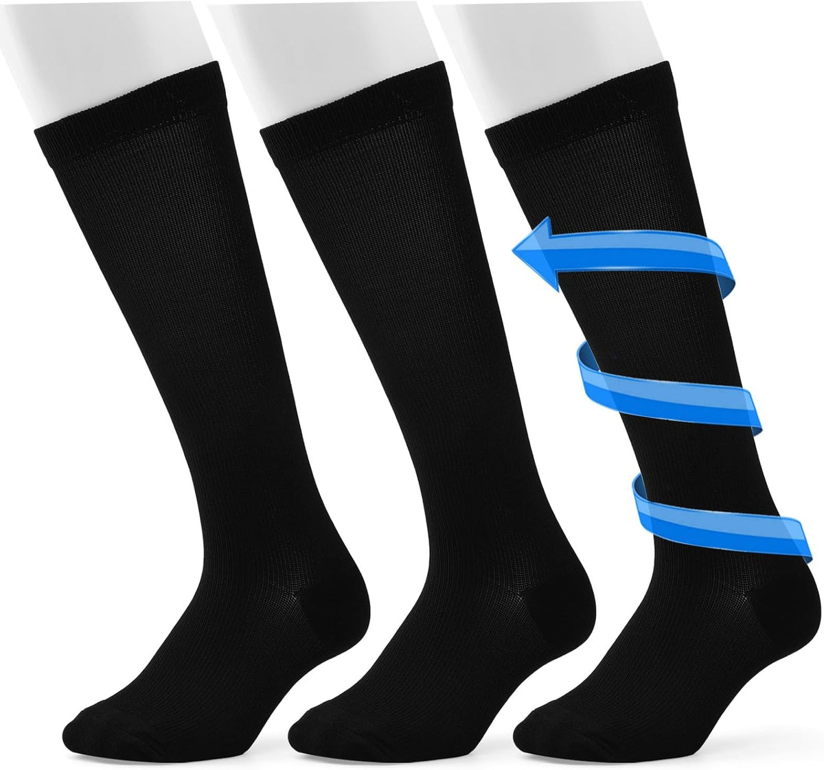 3 Pairs Compression Socks for Women & Men, Circulation 15-25mmHg Support Socks for Athletic, Running, Cycling, Nurse