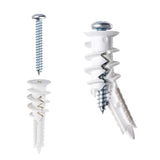 Plastic drywall anchors and screws kit with 25 anchors and 25 screws.